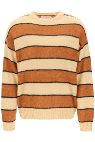 Closed striped wool and alpaca sweater C86316 98F ST HAY YELLOW