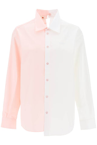 Marni asymmetrical two-tone shirt CAMA0546QXUTC223 LILY WHITE