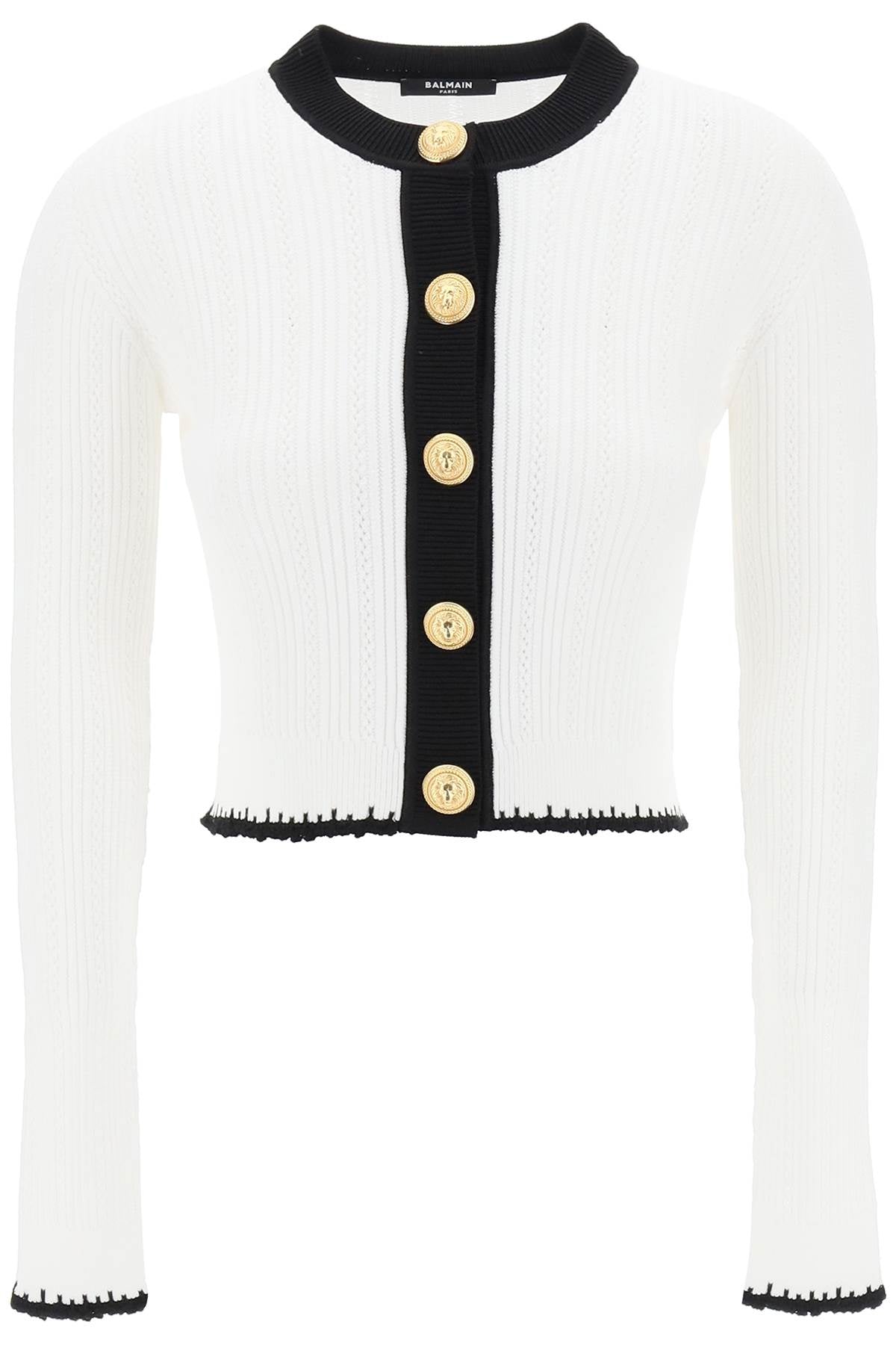 BALMAIN - Button-embossed Cropped Knit Top