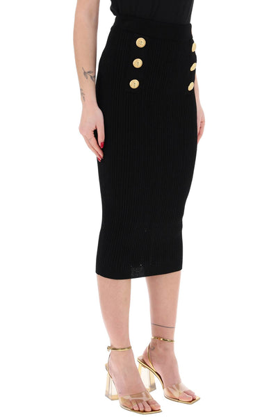 Balmain "knitted midi skirt with embossed CF0LD023KF24 NOIR