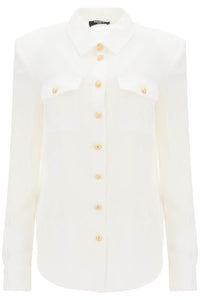 Balmain silk shirt with padded shoulders CF1HS050SD42 BLANC