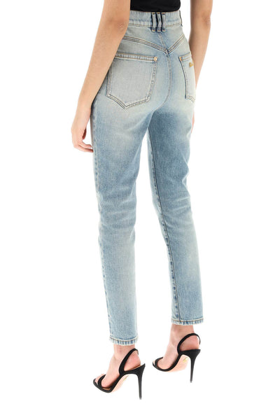 Balmain high-waisted slim jeans CF1MG020DE04 BLEU JEAN