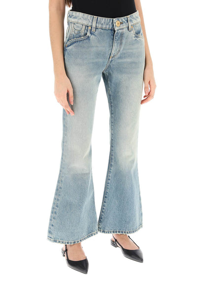 Balmain western-style crop bootcut jeans CF1MJ120DE04 BLEU JEAN