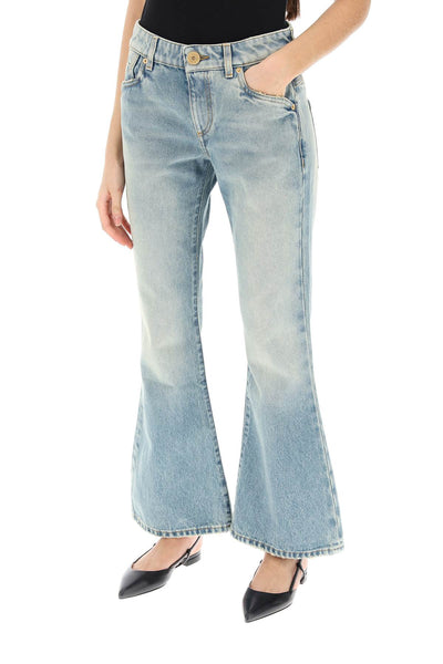 Balmain western-style crop bootcut jeans CF1MJ120DE04 BLEU JEAN