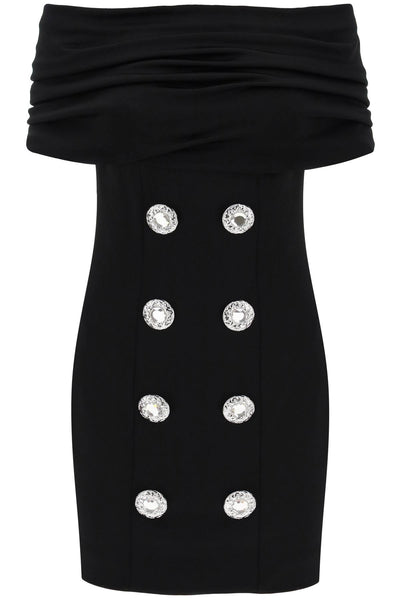 Balmain mini dress with boat neckline CF1R6085JE44 NOIR