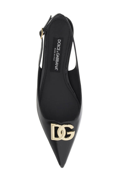 Dolce &amp; Gabbana dg 標誌露跟芭蕾平底鞋 CG0750 A1037 NERO