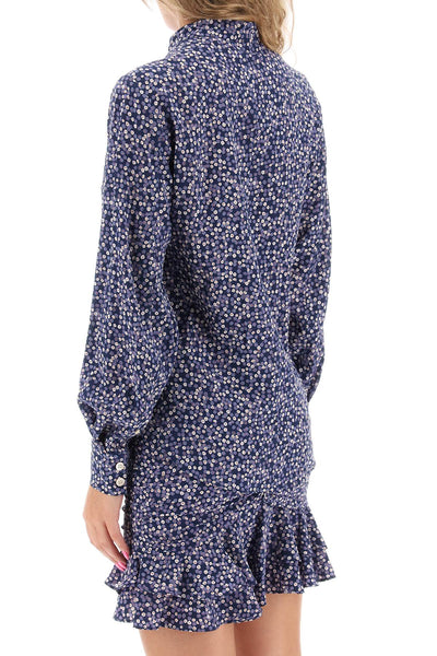 Isabel marant ilda silk shirt with floral print CH0115FA A3J10I BLUE