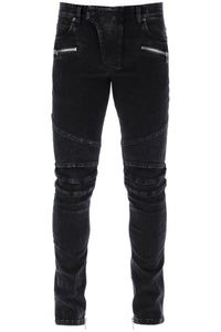 Balmain slim biker style jeans CH0MG009DE40 NOIR DELAVE