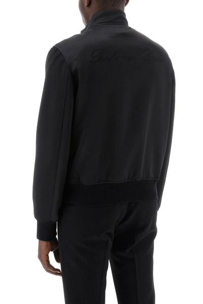 Balmain 科技緞面飛行員夾克，飾有刺繡標誌。 CH0TF660XI63 黑色