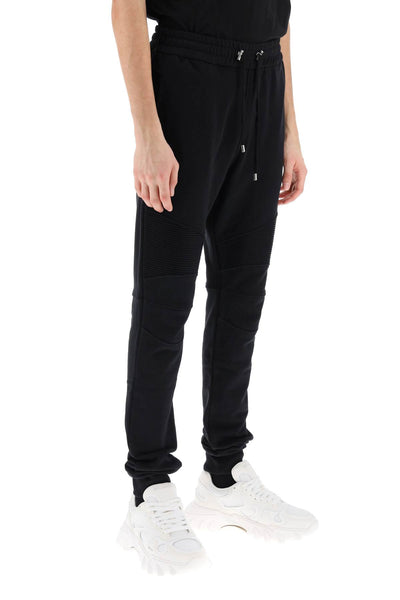 Balmain joggers with topstitched inserts CH1OB000BB04 NOIR BLANC