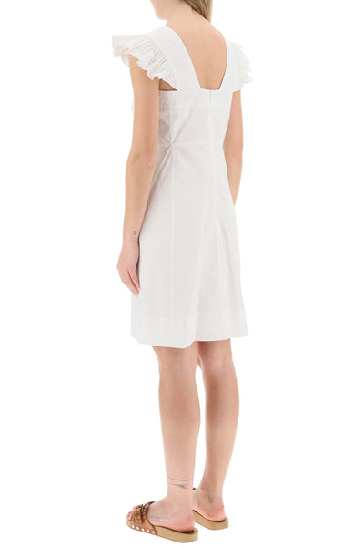 See by chloe organic cotton dress with frilled straps CHS23URO08020 WHITE