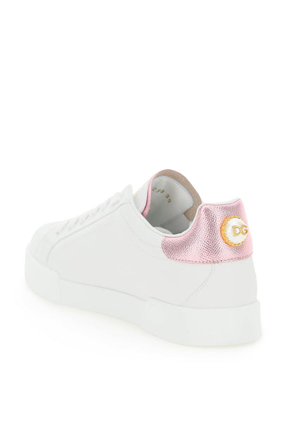 Dolce & gabbana portofino sneakers with pearl CK1602 AN298 BIANCO ROSA