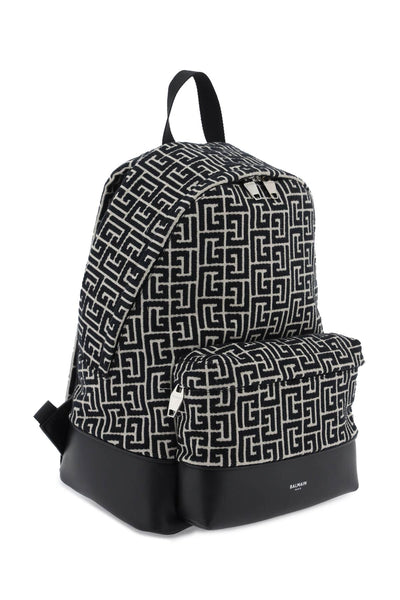 Balmain jacquard backpack with monogram CM1GE150TJMY IVOIRE NOIR
