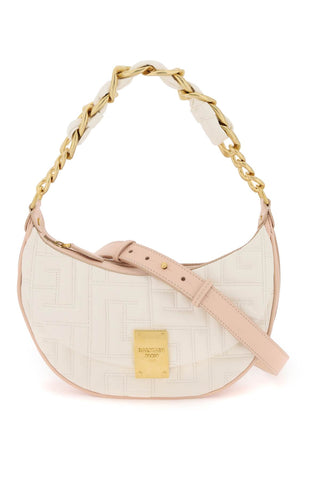 Balmain 1945 soft quilted leather hobo bag CN1BP870LNQD CREME NUDE ROS√â