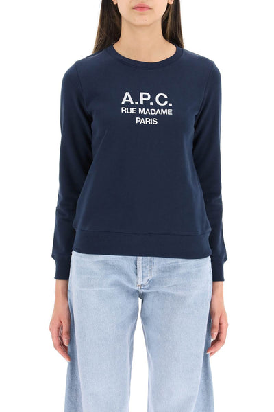 A.p.c. tina sweatshirt with embroidered logo COEZD F27561 MARINE