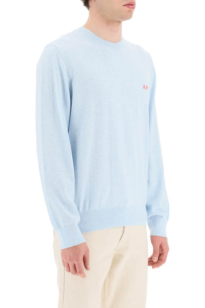 A.p.c. 'martin' pullover with logo embroidery detail COGDK H23191 BLEU CIEL CHINE