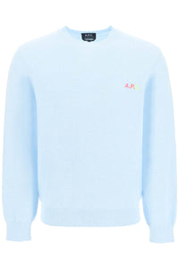 A.p.c. 'martin' pullover with logo embroidery detail COGDK H23191 BLEU CIEL CHINE