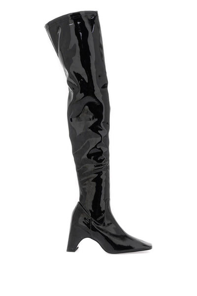 Coperni stretch patent faux leather cuissardes boots COPSH11473 BLACK