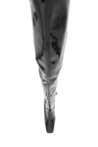 Coperni 彈性漆皮人造皮革 cuissardes 靴子 COPSH11473 黑色