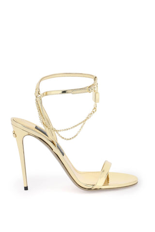 Dolce & gabbana laminated leather sandals with charm CR1615 AY828 ORO CHAMPAGNE