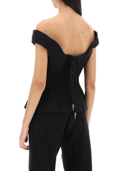 Mugler off-shoulder corset top CT0111182 BLACK