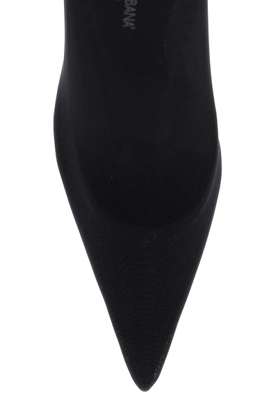 Dolce & gabbana stretch tulle thigh-high boots CU1128 AL786 NERO