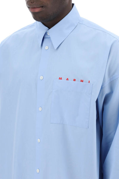 Marni boxy shirt with italian collar CUMU0061P2USCT88 IRIS BLUE