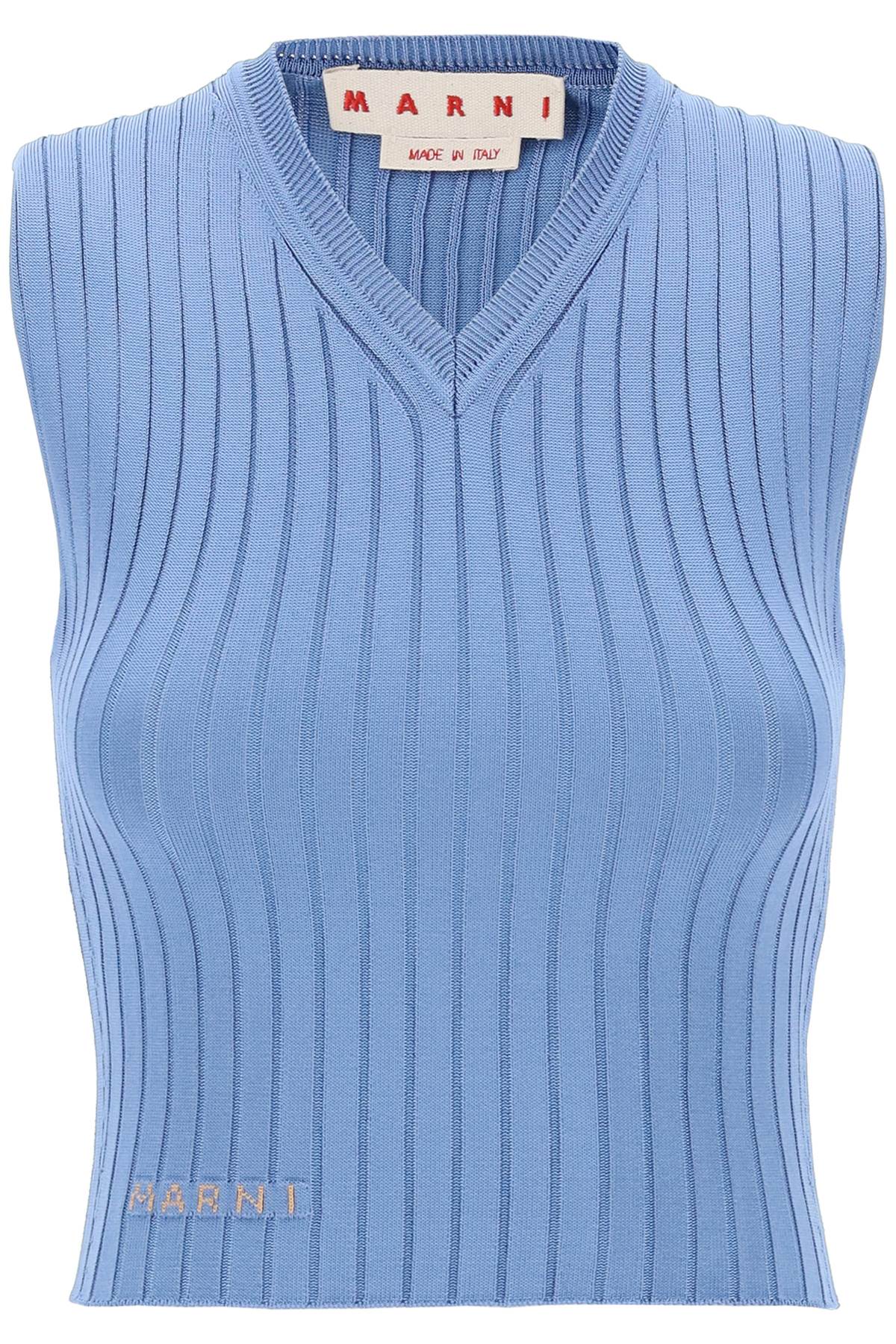 Marni sleeveless ribbed knit top CVMD0121A0UFV222 OPAL