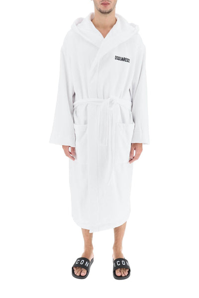 Dsquared2 icon bathrobe D7P404220 WHITE BLACK