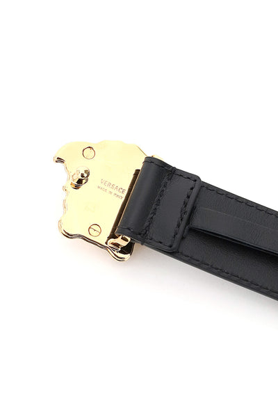 Versace 'la medusa' leather belt DCDD442 DVTFN BLACK VERSACE GOLD