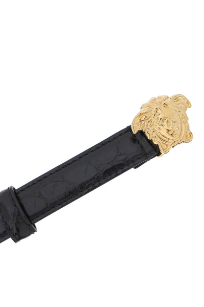 Versace la medusa croco-embossed belt DCDI145 1A08724 BLACK VERSACE GOLD