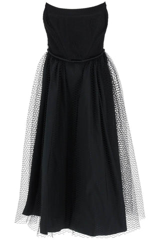 1913 dresscode midi mesh bustier dress DCW438 NET BLACK