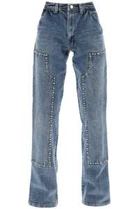 Des phemmes straight cut jeans with rhinestones DP665P BLUE