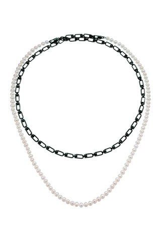 Eera 'reine' double necklace with pearls DRNEME09U1 SILVER BLACK