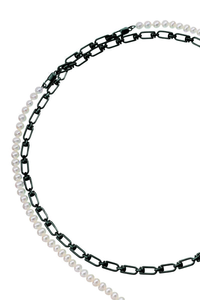 Eera 'reine' double necklace with pearls DRNEME09U1 SILVER BLACK