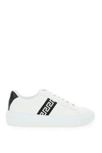 Versace leather greca sneakers DSU8404 1A00775 WHITE BLACK
