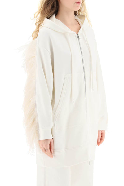 N.21 oversized hoodie with feathers E071 4038 ECRU