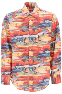 Erl printed cotton shirt ERL06B006 ERL RED SUNSET 1