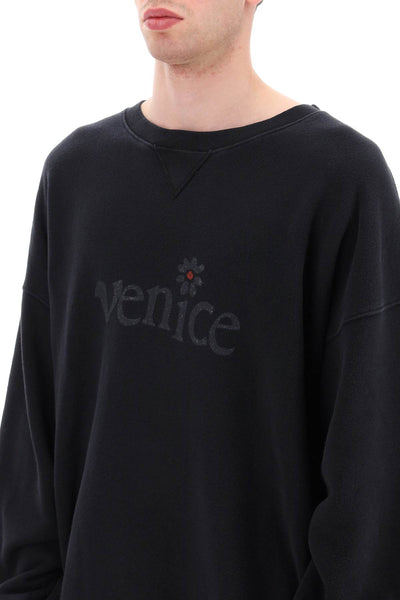 Erl venice print maxi sweatshirt ERL06T037 BLACK 1