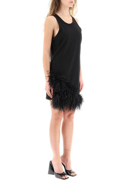 N.21 jersey mini dress with feathers F111 4053 NERO