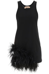 N.21 jersey mini dress with feathers F111 4053 NERO