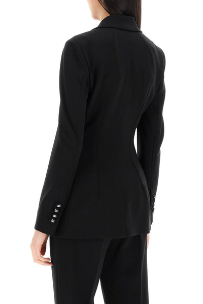 Dolce &amp; Gabbana 米蘭縫線平紋針織單排扣外套 F27ABT FUGN7 NERO
