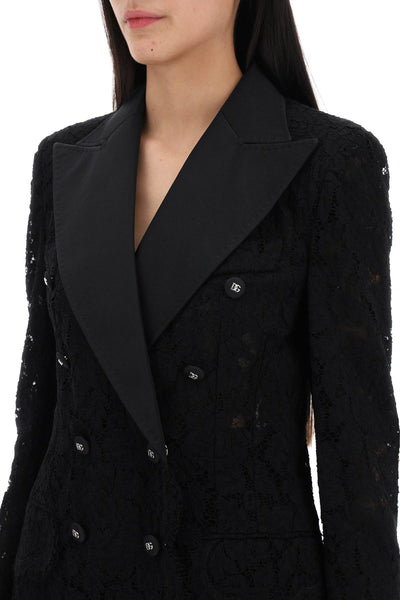 Dolce & gabbana turlington double-breasted lace blazer F29TRT FLRE1 NERO