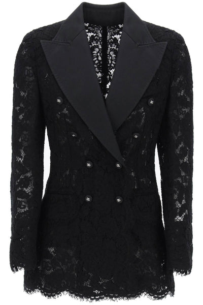 Dolce & gabbana turlington double-breasted lace blazer F29TRT FLRE1 NERO