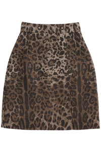 Dolce & gabbana wool jacquard skirt with leopard motif F4CO4T FJ3D9 TESS ACCOPPIATO DOUB
