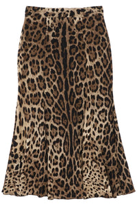 Dolce & gabbana leopard print jersey midi skirt F4CQCT FSRKI LEO NEW