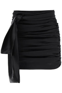Dolce &amp; gabbana 褶飾緞面迷你半身裙 F4CRCT FURAG NERO