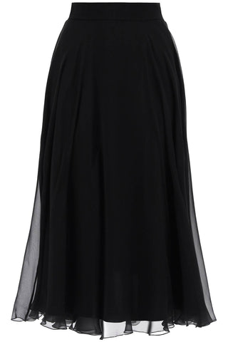 Dolce &amp; Gabbana 搭配輪絲質喇叭裙 F4CSOT FU1AT NERO