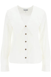 Ganni shirt with peter pan collar F5778 BRIGHT WHITE