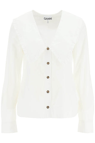 Ganni shirt with peter pan collar F5778 BRIGHT WHITE